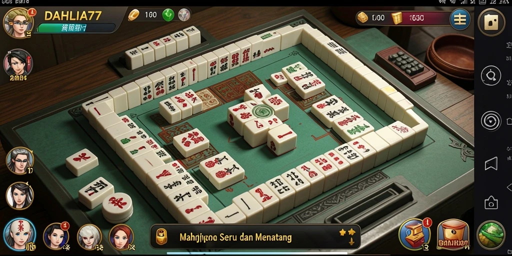 Tampilan gameplay menarik dalam game Mahjong DAHLIA77.