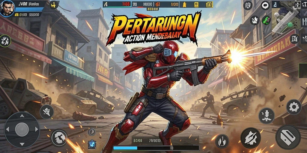 Tampilan gameplay JV88 yang mendebarkan dalam pertarungan Action.